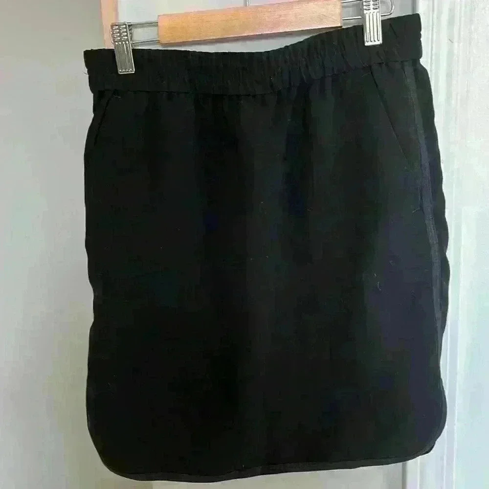 J Crew black short tuxedo-stripe skirt